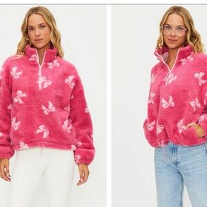 Beach Riot X Anthropologie Leona Sherpa Pink Bows - NWT